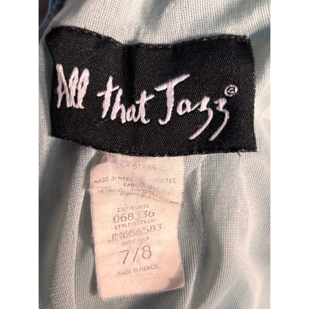 Vintage All That Jazz Baby Blue Floral Sleeveless Open Cross Back Mini Dress - Picture 8 of 9